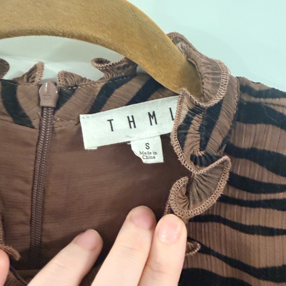THML Brown and Black Animal Print Blouse - Picture 4 of 7